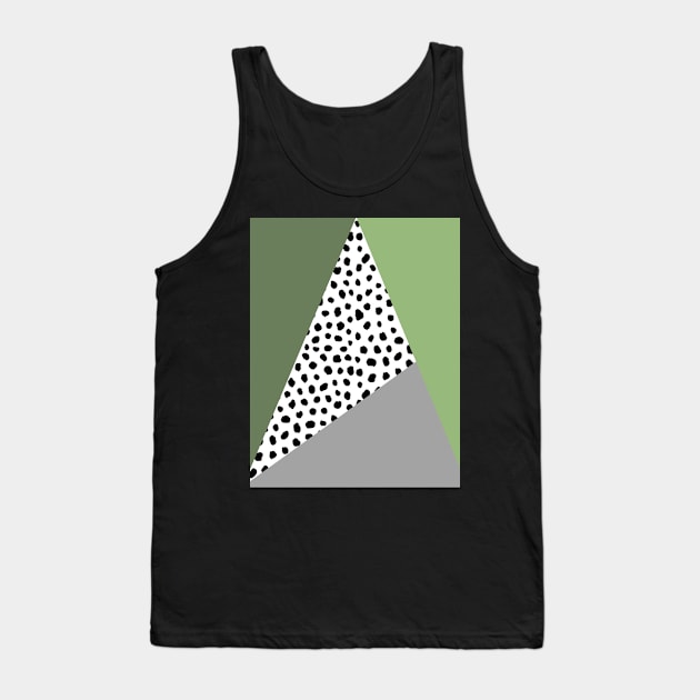 Geometric Polka Dot, Black, Sage and Olive Green Tank Top by OneThreeSix